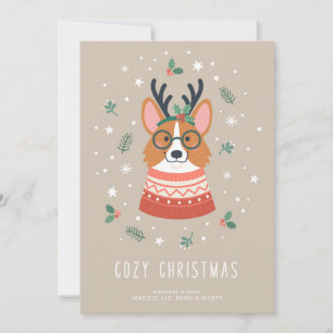 Gemütlicher Weihnachts-Corgi Feiertagskarte