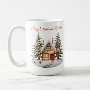 Gemütlicher Weihnachts-Cottage-Mug – Watercolor-Fe Kaffeetasse