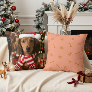 Gemütlicher Weihnachts-Dachshund-Pfotenabdruck Url Kissen