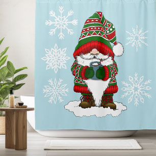 Gemütlicher Weihnachts-Gnom Rot Grün Winter Niedli Duschvorhang