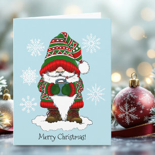 Gemütlicher Weihnachts-Gnom Rot Grün Winter Niedli Karte