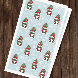 Gemütlicher Weihnachts-Gnom Rot Grün Winter Niedli Serviette