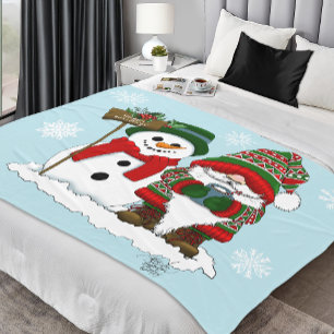 Gemütlicher Weihnachts-Gnom Schneemann Winterfeier Fleecedecke