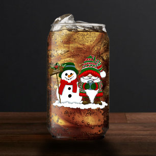 Gemütlicher Weihnachts-Gnom Schneemann Winterurlau Dosenglas