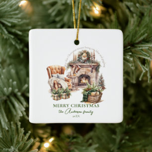 Gemütlicher Weihnachts-Personalisierter Familienna Keramikornament