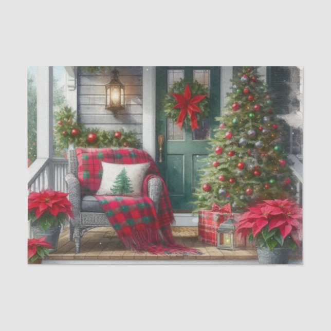 Gemütlicher Weihnachts-Portalbaum Seidenpapier (Vorderseite)