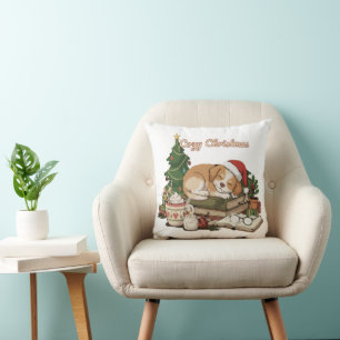 Gemütlicher Weihnachts-Schlafender Hund & Bücher V Kissen