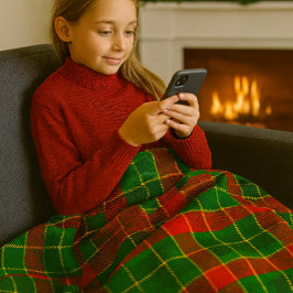 Gemütlicher Weihnachts-Tartan in Rot und Grün Fleecedecke