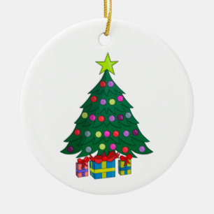 Gemütlicher Weihnachtsbaum Keramik Ornament