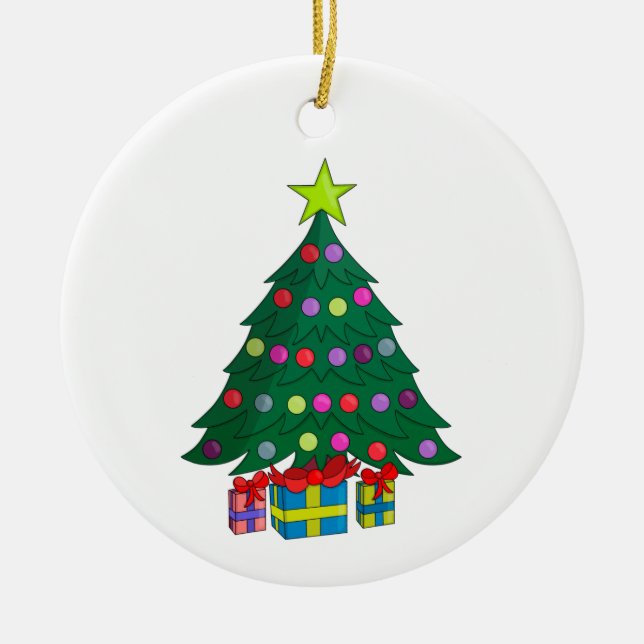 Gemütlicher Weihnachtsbaum Keramik Ornament (Vorne)