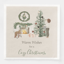 Gemütlicher Weihnachtsbaum Rustikaler Kamin Weihna Serviette