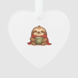 Gemütlicher Weihnachtsfaultier mit heißer Schokola Ornament