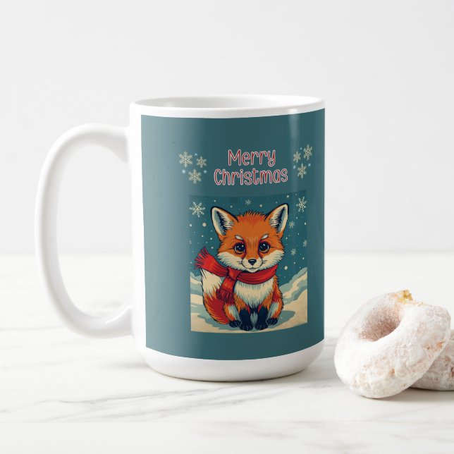Gemütlicher Weihnachtsfuchs-Becher Kaffeetasse (Mit Donut)