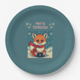 Gemütlicher Weihnachtsfuchs-Papierteller Pappteller
