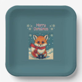 Gemütlicher Weihnachtsfuchs-Papierteller Pappteller