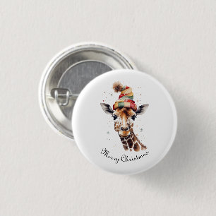 Gemütlicher Weihnachtsgiraffe, individuell Button