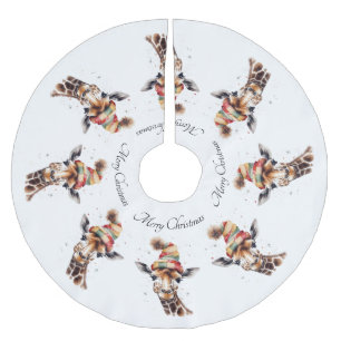 Gemütlicher Weihnachtsgiraffe, individuell Polyester Weihnachtsbaumdecke