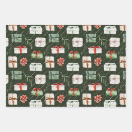 Gemütlicher Weihnachtskamin, Geschenke & Bäume Url Geschenkpapier Set