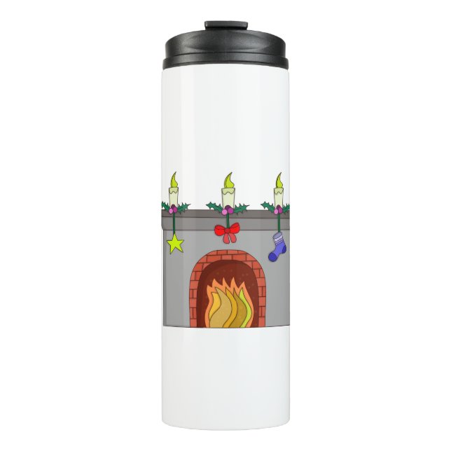 Gemütlicher Weihnachtskamin Thermosbecher (Vorderseite)