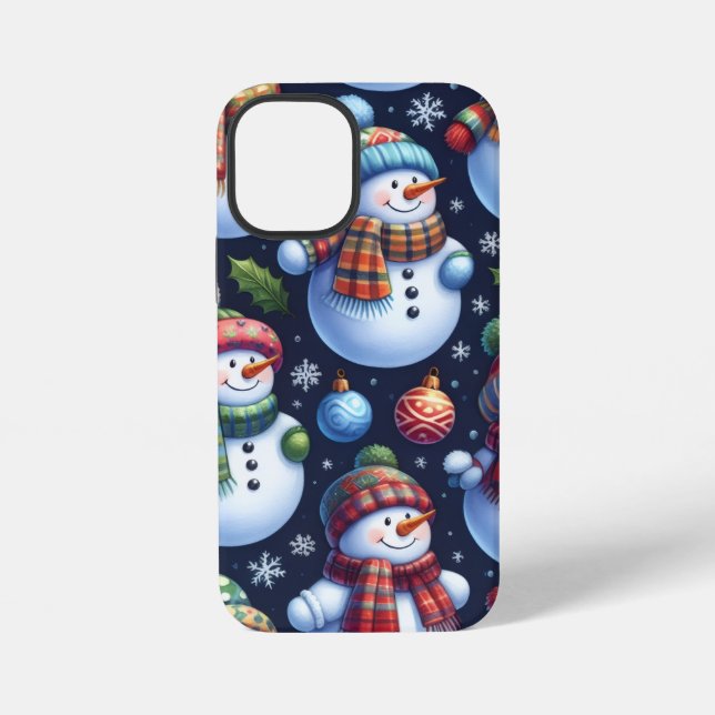 Gemütlicher Weihnachtsmann aus Schnee iPhone 12 Mini Hülle (Rückseite)