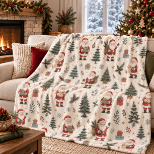 Gemütlicher Weihnachtsmann und botanische Bäume We Fleecedecke