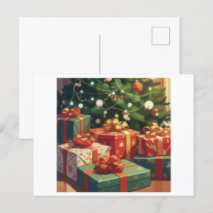 Gemütlicher Weihnachtsmorgen Festliche Geschenke Postkarte