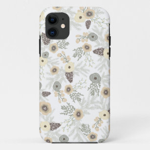 Gemütlicher Winter-Blumenmuster iPhone 11 Hülle
