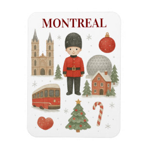 Gemütlicher Winter in Montreal Weihnachts-Aquarell Magnet