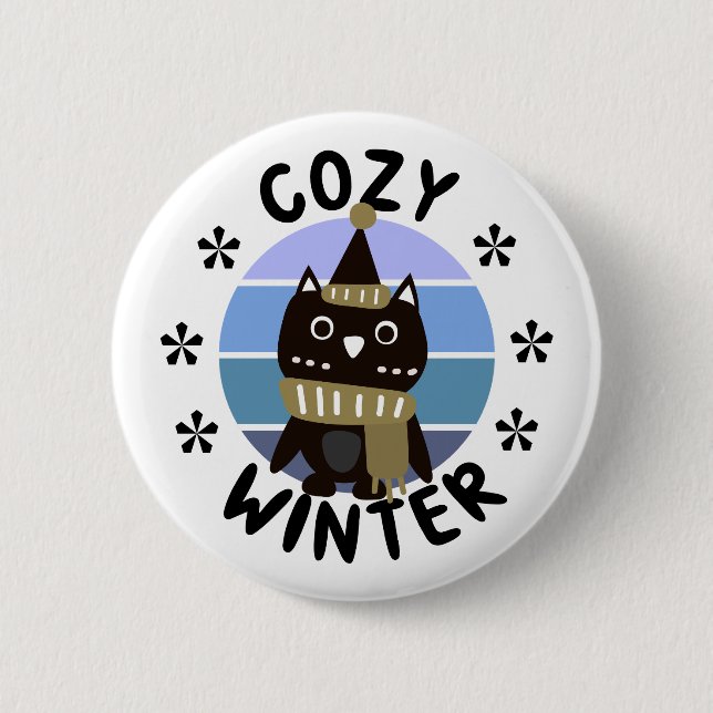 Gemütlicher Winter, Niedliche Eule Button (Vorderseite)
