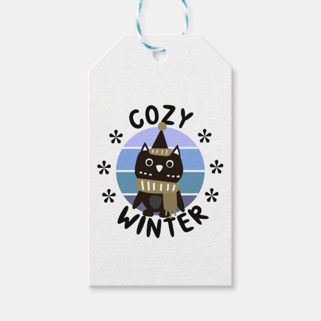Gemütlicher Winter, Niedliche Eule Geschenkanhänger (Vorderseite)