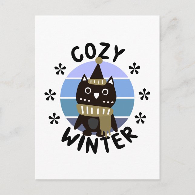 Gemütlicher Winter, Niedliche Eule Postkarte (Vorderseite)