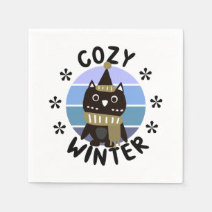 Gemütlicher Winter, Niedliche Eule Serviette
