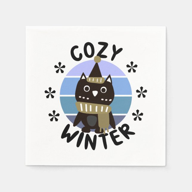 Gemütlicher Winter, Niedliche Eule Serviette (Vorderseite)