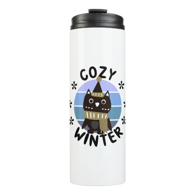 Gemütlicher Winter, Niedliche Eule Thermosbecher (Vorderseite)