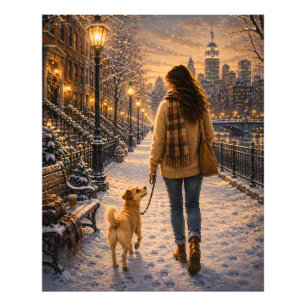 Gemütlicher Winterabendspaziergang mit meiner best Fotodruck