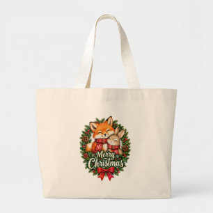 Gemütlicher Winterclub – Vintage Woodland Weihnach Jumbo Stoffbeutel