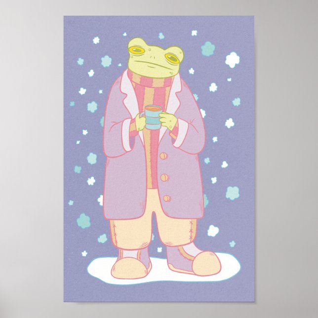 Gemütlicher Winterfrosch Poster (Vorne)