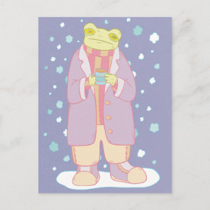 Gemütlicher Winterfrosch Postkarte