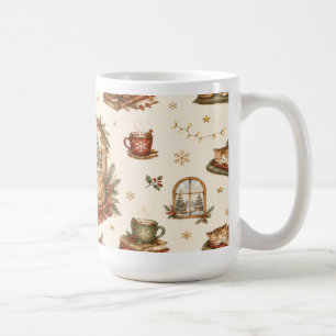 Gemütlicher Winterkatze & Kakao Cottagecore Becher Kaffeetasse