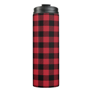 Gemütlicher Winterroter Büffel-Karo Thermosbecher