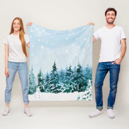Gemütlicher Winterwald Fleecedecke