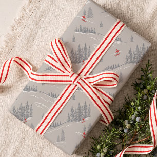 Gemütlicher Winterwald Skifahrer Nordisch Alpine W Geschenkpapier