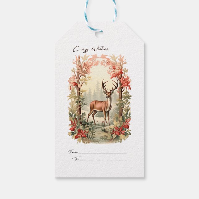 Gemütlicher Wunsch Hirsch Geschenkanhänger (Rückseite)