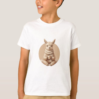Gemütliches Alpaka beim Trinken von Kakao Kinder T-Shirt