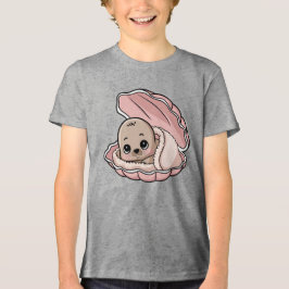 Gemütliches Baby-Siegel in rosa Muschel Tri-Blend Shirt