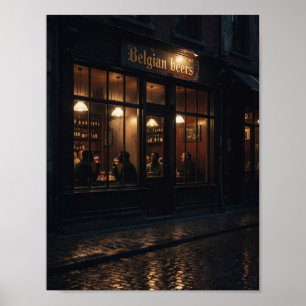 Gemütliches belgisches Tavern-Poster in einer regn Poster