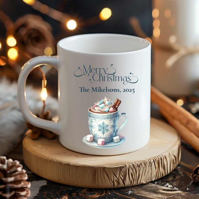 Gemütliches Blau Rustikale Weihnachten Kaffeetasse (Von Creator hochgeladen)