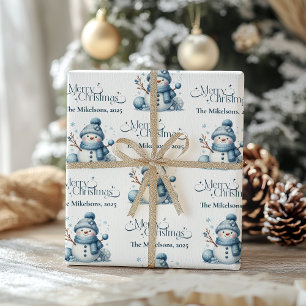 Gemütliches Blaues Rustikales Weihnachten Geschenkpapier
