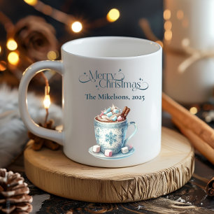 Gemütliches Blaues Rustikales Weihnachten Kaffeetasse