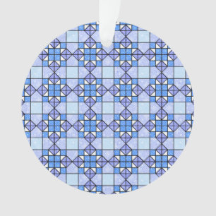 Gemütliches Blue Weathervane Quilt Block Geometric Ornament